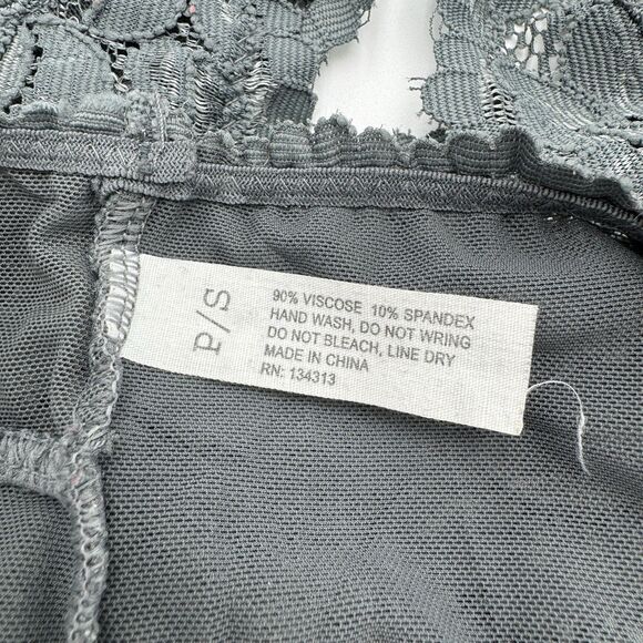 Gray Lace Racerback Bralette P/S Floral Mesh Stretch Viscose Spandex - Picture 3 of 5